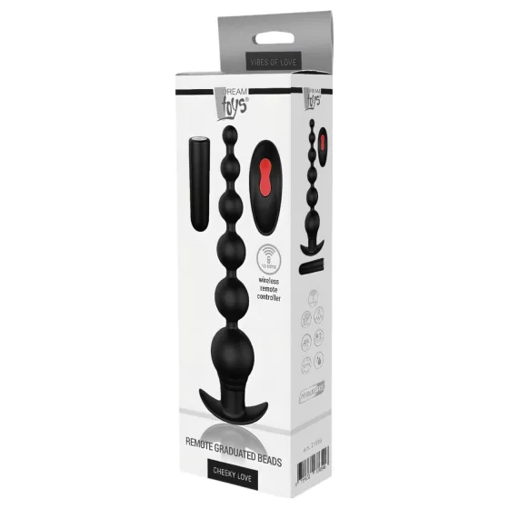 Cheeky Love - Rechargeable Beaded Anal Vibrator with Remote (Black)