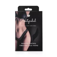   Pantyrebel - Rechargeable Lace Vibrating Thong with Radio Control - Black (S-L)