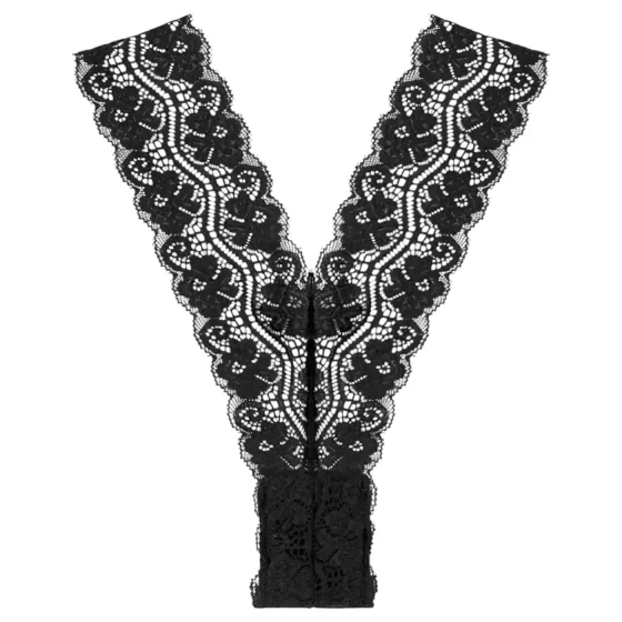 Pantyrebel - black rechargeable remote‑controlled lace thong vibrator (S-L)