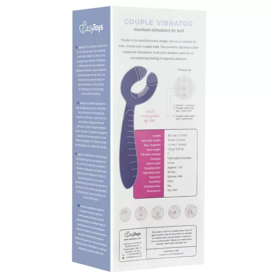 Easytoys Couple - Rechargeable, Waterproof Couple's Vibrator (Purple)