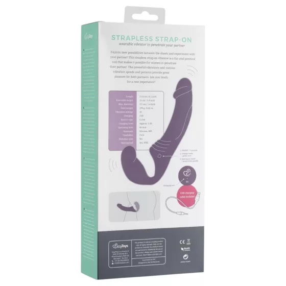 Easytoys - Rechargeable Strapless Strap-On Vibrator (Purple)