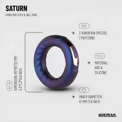   Hueman Saturn - Rechargeable, Waterproof Vibrating Ring (Purple)