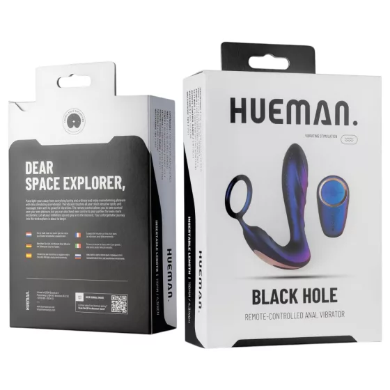 Hueman Black Hole - remote‑control anal vibrator with penis ring (purple)