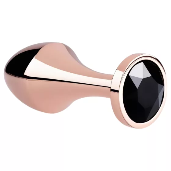 Rosy Gold Butt Plug - Black Gem Anal Plug (Rose Gold)