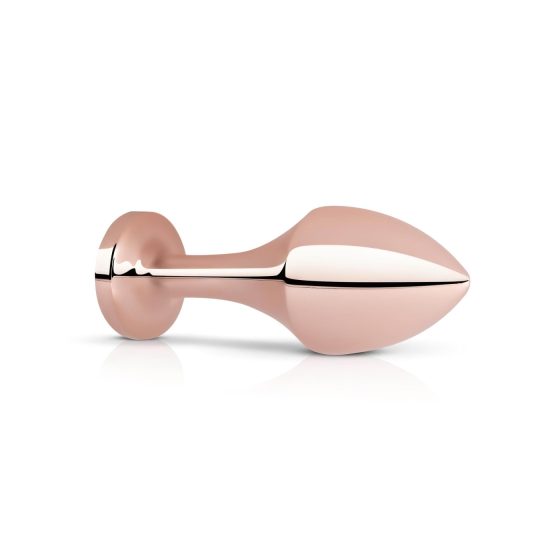 Rosy Gold Butt Plug - Black Gem Anal Plug (Rose Gold)