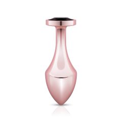 Rosy Gold Butt Plug - Black Gem Anal Plug (Rose Gold)