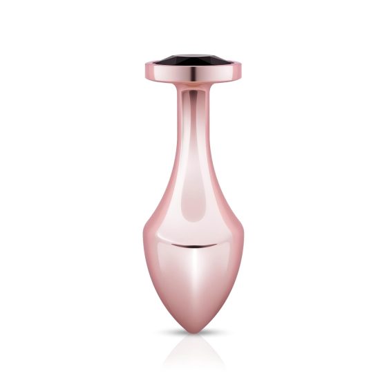Rosy Gold Butt Plug - Black Gem Anal Plug (Rose Gold)