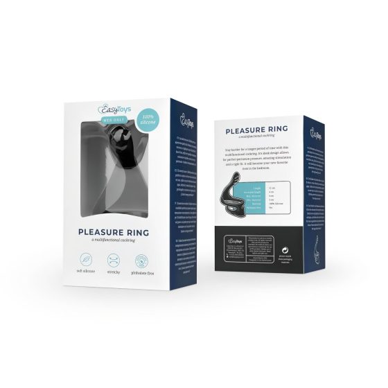 EasyToys Pleasure Ring - Flexible Black Penis and Testicle Ring
