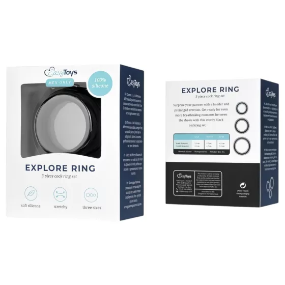 Easytoys Explore Ring - 3-Piece Black Penis Ring Set