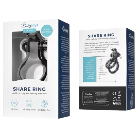 Easytoys Share Ring - Vibrating Black Penis & Testicle Ring