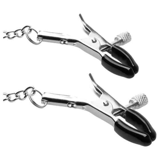 Bedroom Dreams - Silver & Black Mouth Gag and Nipple Clamps