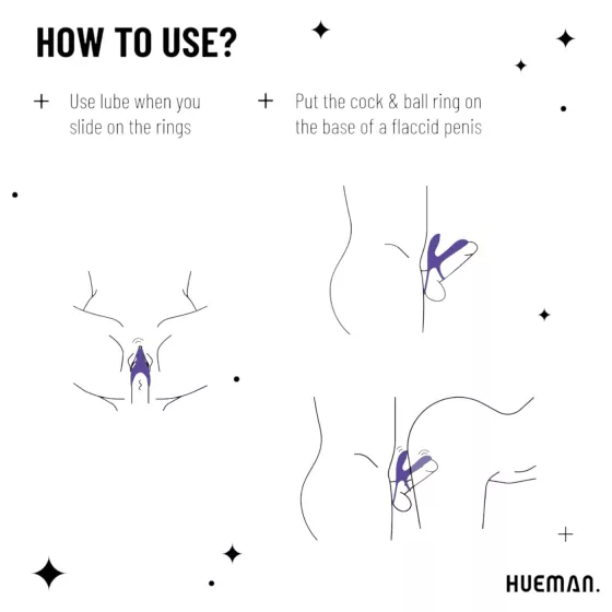 Hueman Infinity Ignite - Vibrating Penis and Scrotum Ring (Purple)