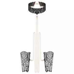 Rosy Gold - Black Collar and Wrist Cuffs