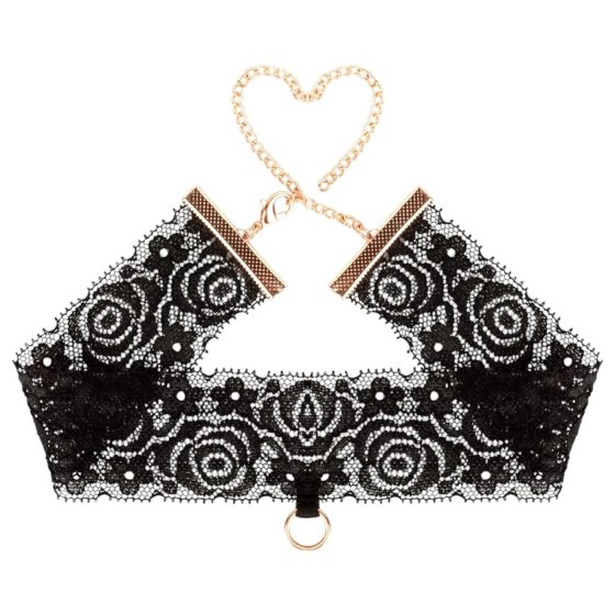 Rosy Gold - Black Collar and Wrist Cuffs