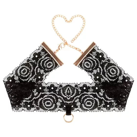 Rosy Gold - Black Collar and Wrist Cuffs