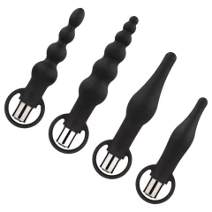Easytoys - Rechargeable 4-Piece Black Anal Vibrator Set