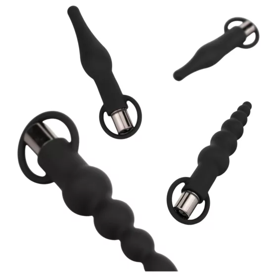 Easytoys - Rechargeable 4-Piece Black Anal Vibrator Set