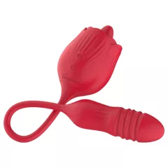  Teazers Rose - thrusting vibrator with licking clitoral stimulator (red)