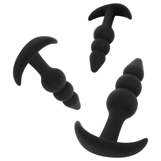EasyToys - Beaded Anal Plug Set - 3 Pieces (Black)