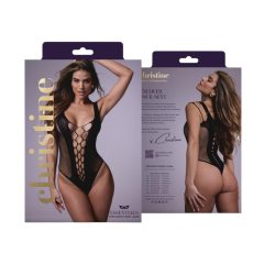 Christine - Deep V Mesh Bodysuit (Black) - XS-XL