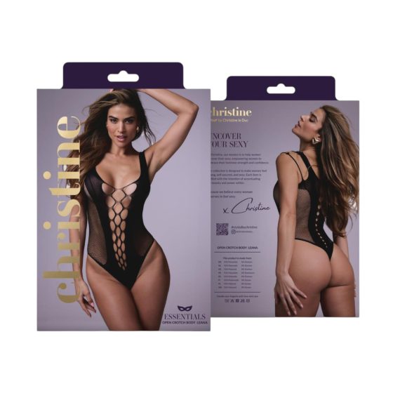 Christine - Deep V Mesh Bodysuit (Black) - XS-XL