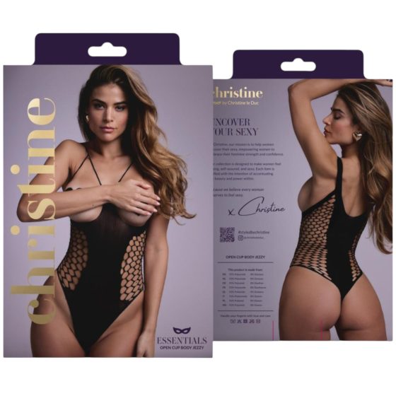 Christine - Open-Front Bodysuit - Black - Sizes S-L