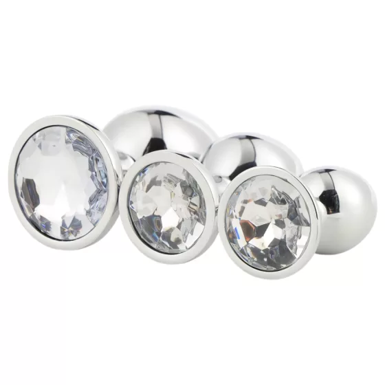 Gleaming Love - Silver Anal Plug Set (3-Piece)