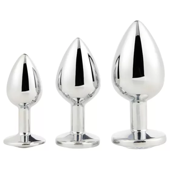 Gleaming Love - Silver Anal Plug Set (3-Piece)