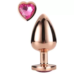   Gleaming Love - Aluminum Plug with Heart Stone - M (Rose Gold)