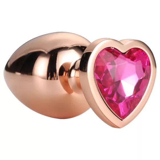 Gleaming Love - Aluminum Plug with Heart Stone - M (Rose Gold)