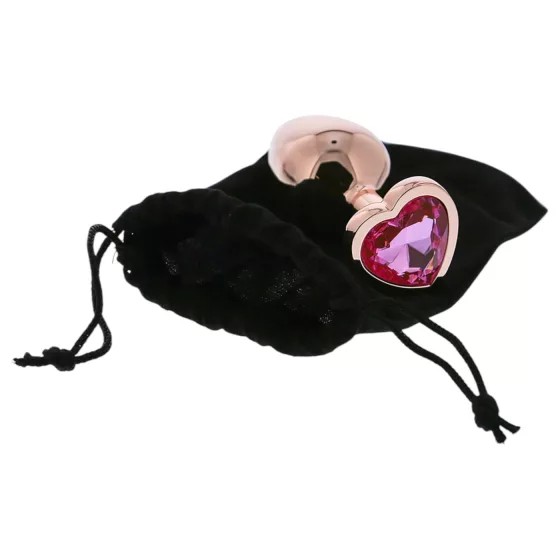 Gleaming Love - Aluminum Plug with Heart Stone - M (Rose Gold)