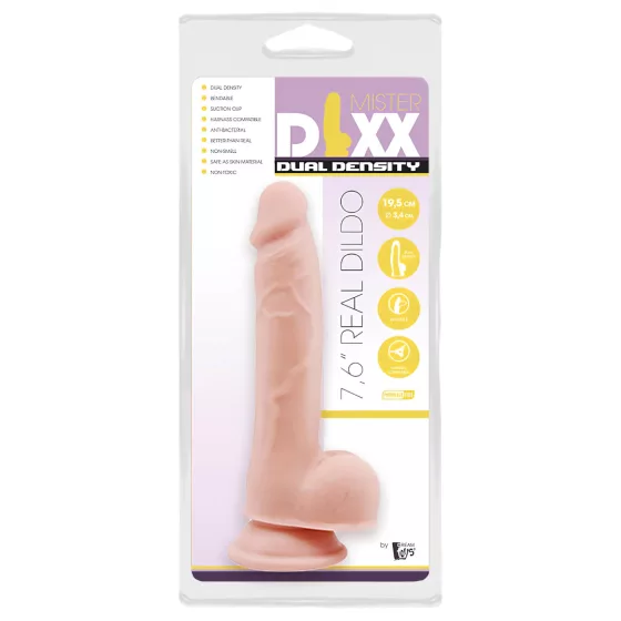 Mr. Dixx 7.6 - Suction Cup Dildo with Testicles - Natural (7.7 inches)