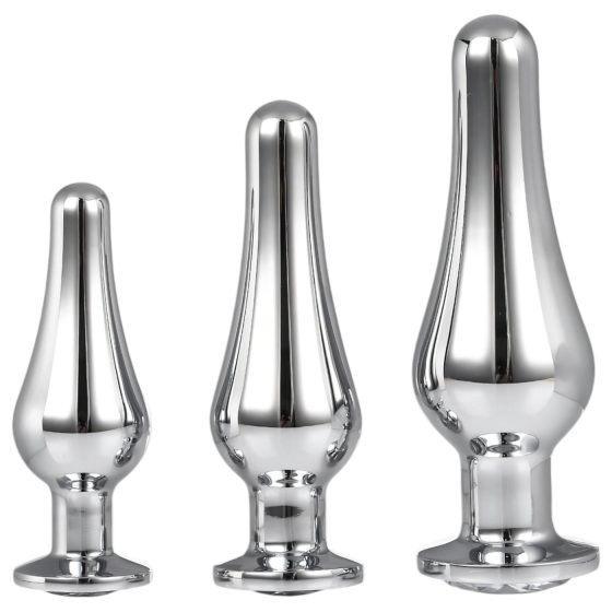 Gleaming Love - Silver Anal Plug Set (3-Piece)