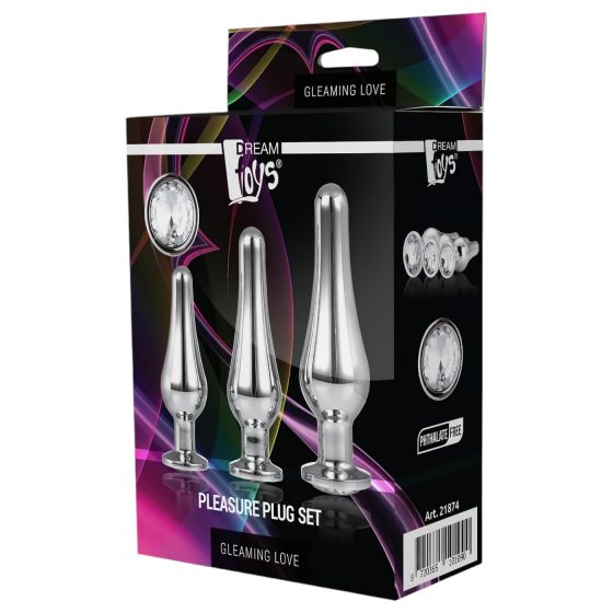 Gleaming Love - Silver Anal Plug Set (3-Piece)
