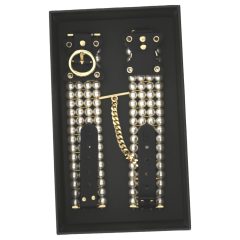 Allure - Pearl Beaded Black Wrist Cuffs
