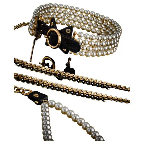 Allure - Beaded Collar with Leash (Black)