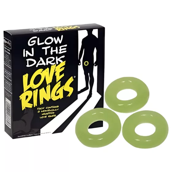 Glow-in-the-Dark Love Rings Set (3-Pack)