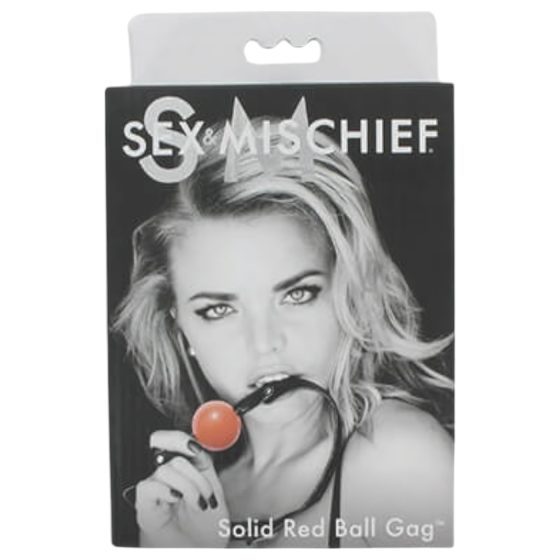 S&M - Silicone Mouth Gag with Faux Leather Strap (Red)