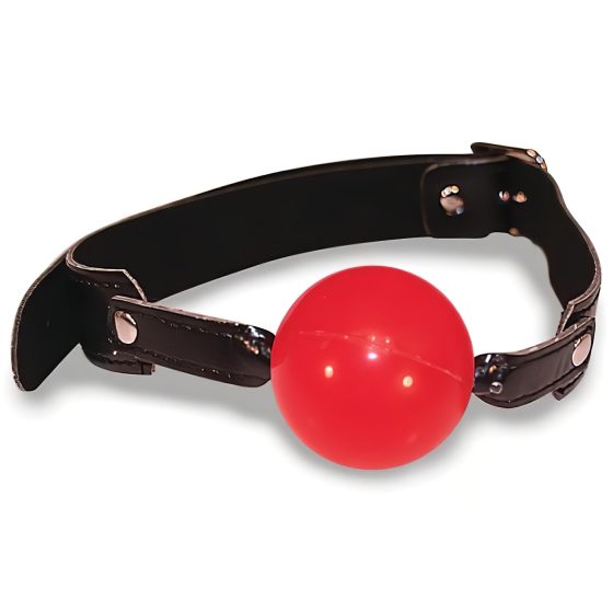 S&M - Silicone Mouth Gag with Faux Leather Strap (Red)