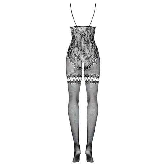 Obsessive F213 - Floral Mesh Catsuit - Black (S-L)