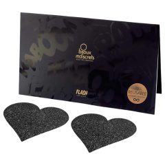 Bijoux Indiscrets Flash - Heart-Shaped Nipple Covers (Black)