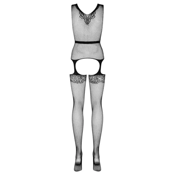 Obsessive F217 - satin bow, patterned black fishnet set (S-L)
