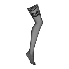 Obsessive 810-STO-1 - Tights with wide lace - black