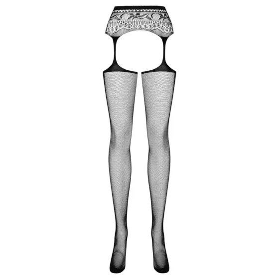 Obsessive S307 - black floral suspender set (S-L)