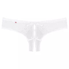 Obsessive Alabastra - Floral Bow Open-Front Thong - White