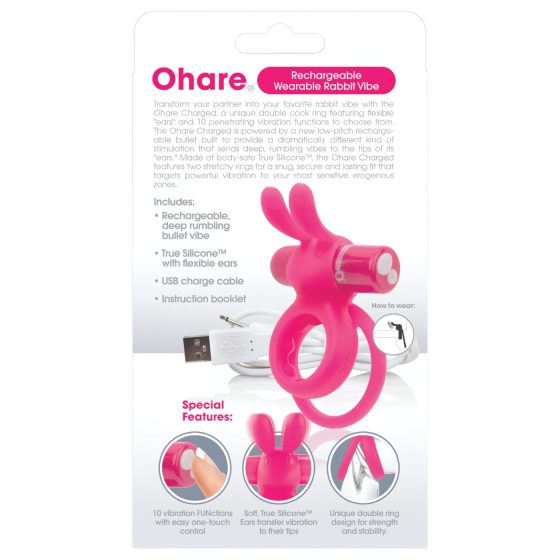 Screaming O Ohare - Rechargeable Bunny Vibrating Ring (Pink)
