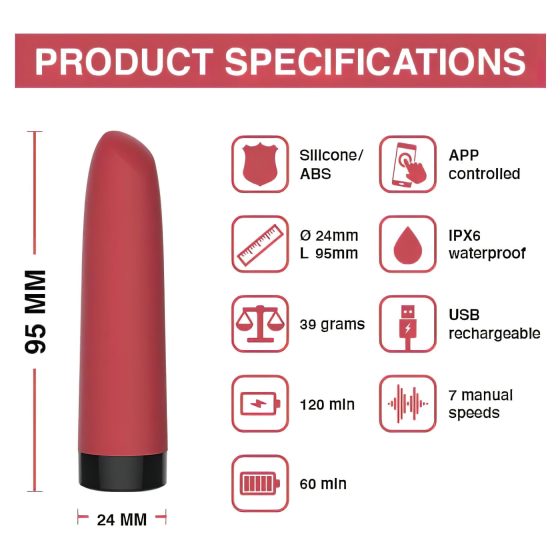 Magic Motion Awaken - Smart Rechargeable Mini Wand Vibrator (Red)