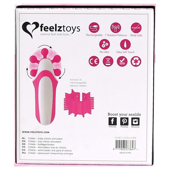 FEELZTOYS Clitella - Rechargeable Rotating Oral Vibrator (Pink)