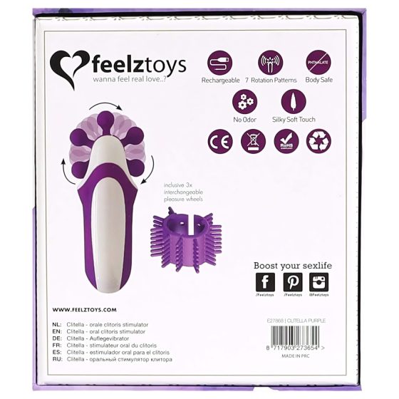FEELZTOYS Clitella - Rechargeable Rotating Oral Vibrator (Purple)