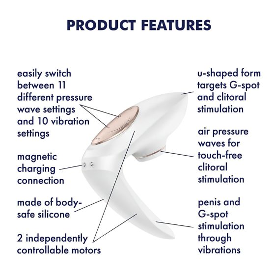 Satisfyer Pro 4 Couples - Rechargeable Air-Pulse Vibrator for Couples (White)